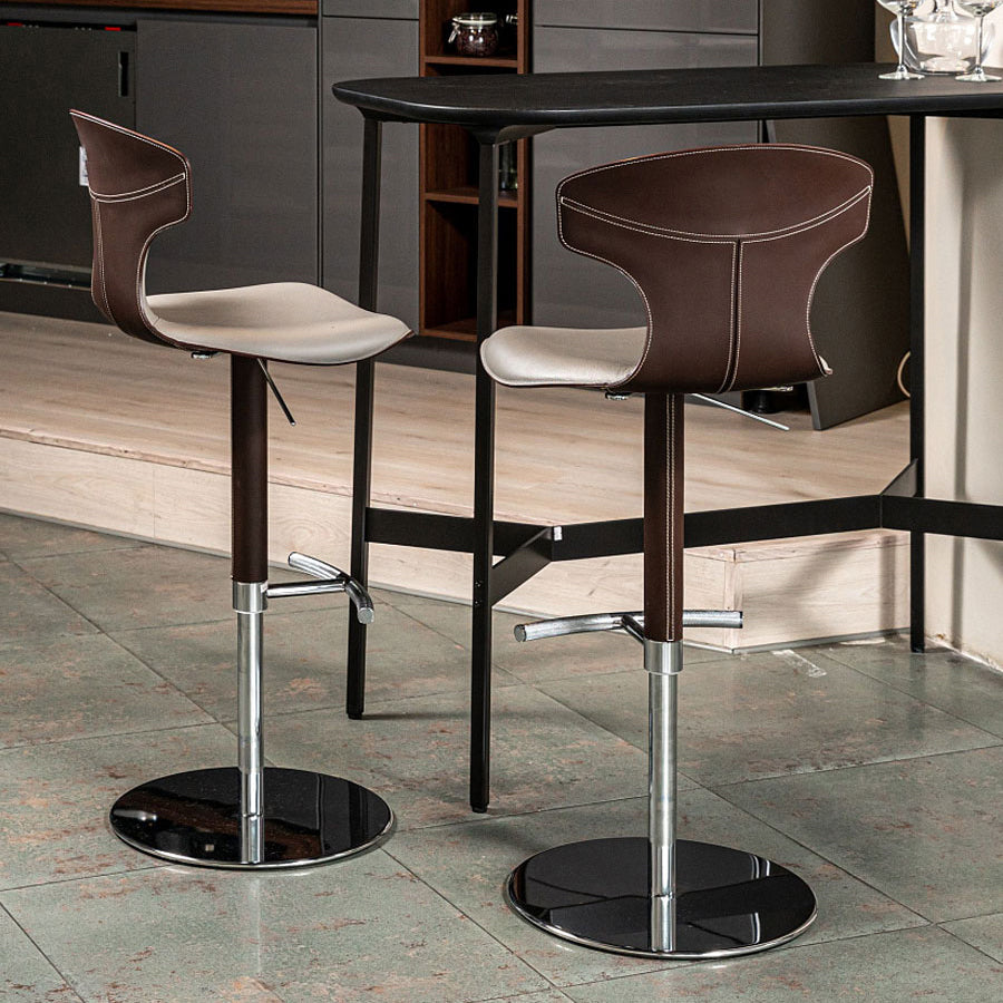 Adjustable Height Bar Stool Leather Backrest Bar Stools for Dining Room