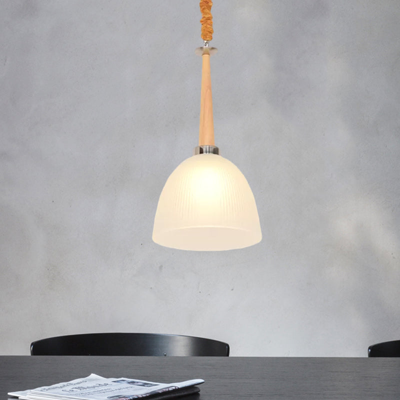 Plafon de plafond simple à 1 tête dôme pendant suspendu avec une teinte en verre prismatique blanche, 11,5 "/ 14" de largeur