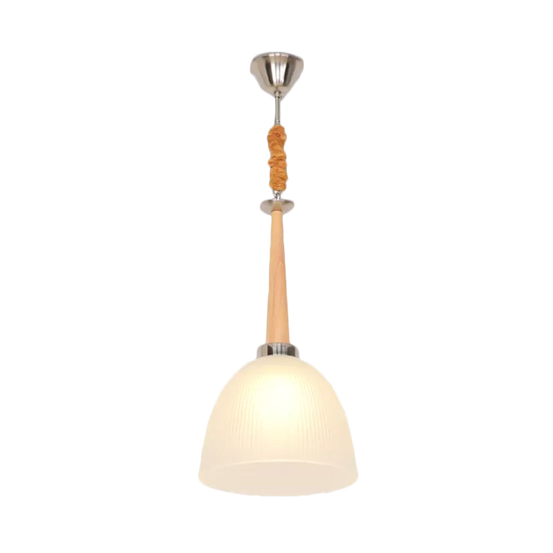 Plafon de plafond simple à 1 tête dôme pendant suspendu avec une teinte en verre prismatique blanche, 11,5 "/ 14" de largeur
