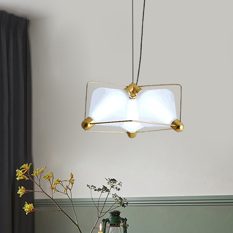 Opalglas Diamant Decke Kraut zeitgenössische 3 Lampen Gold LED Hängende Deckenlicht mit Rahmen in warmem/weißem Licht