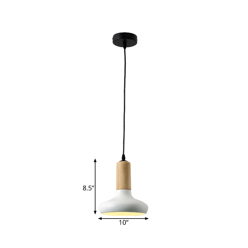 Forme d'urne Hanging Lightture Nordic Metallic 1 Head White Brow Pendant avec tube CAP
