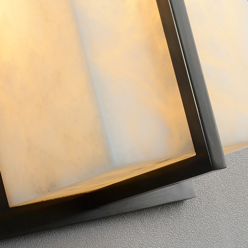 Modern Wall Lamp Square Shape Wall Mount Lamp with Stone Shade for Bedroom