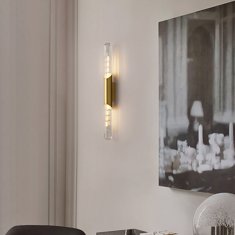 Glass Cylinder Shape Wall Lighting Modern Style Wall Light Sconce