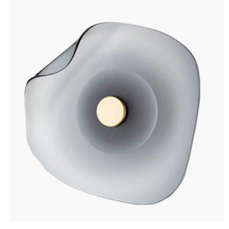 Round Glass Wall Sconce Modern LED Wall Lighting Fixture in Grey / Amber Finish