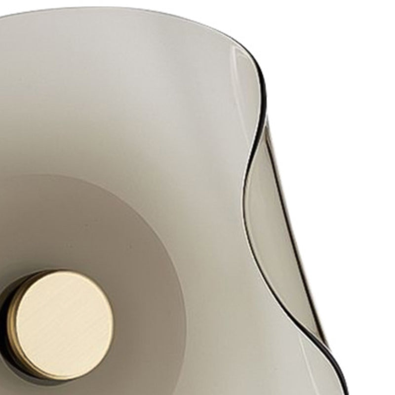 Round Glass Wall Sconce Modern LED Wall Lighting Fixture in Grey / Amber Finish