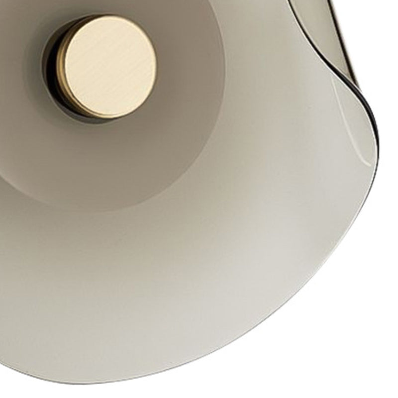 Round Glass Wall Sconce Modern LED Wall Lighting Fixture in Grey / Amber Finish