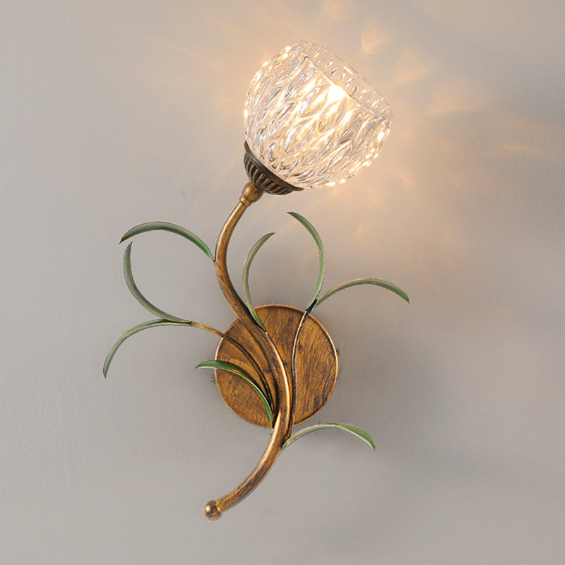 Flower Shape Wall Lamp Modern Wall Mount Lamp with Glass Shade for Bedroom