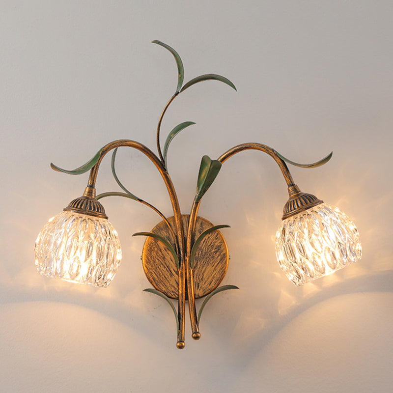 Flower Shape Wall Lamp Modern Wall Mount Lamp with Glass Shade for Bedroom