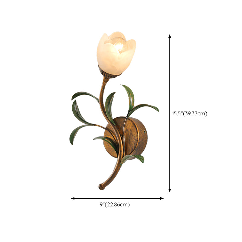 Flower Shape Wall Lamp Modern Wall Mount Lamp with Glass Shade for Bedroom