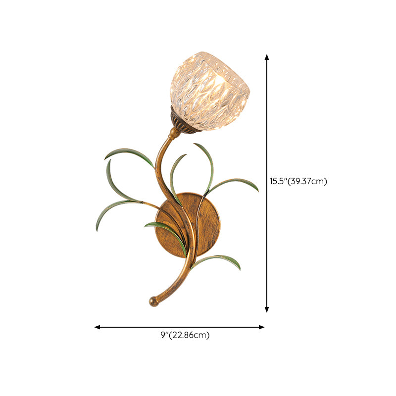 Flower Shape Wall Lamp Modern Wall Mount Lamp with Glass Shade for Bedroom