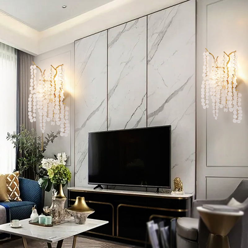 Glass Unique Shape Wall Lighting Modern Style 3 Lights Wall Light Sconce in Gold