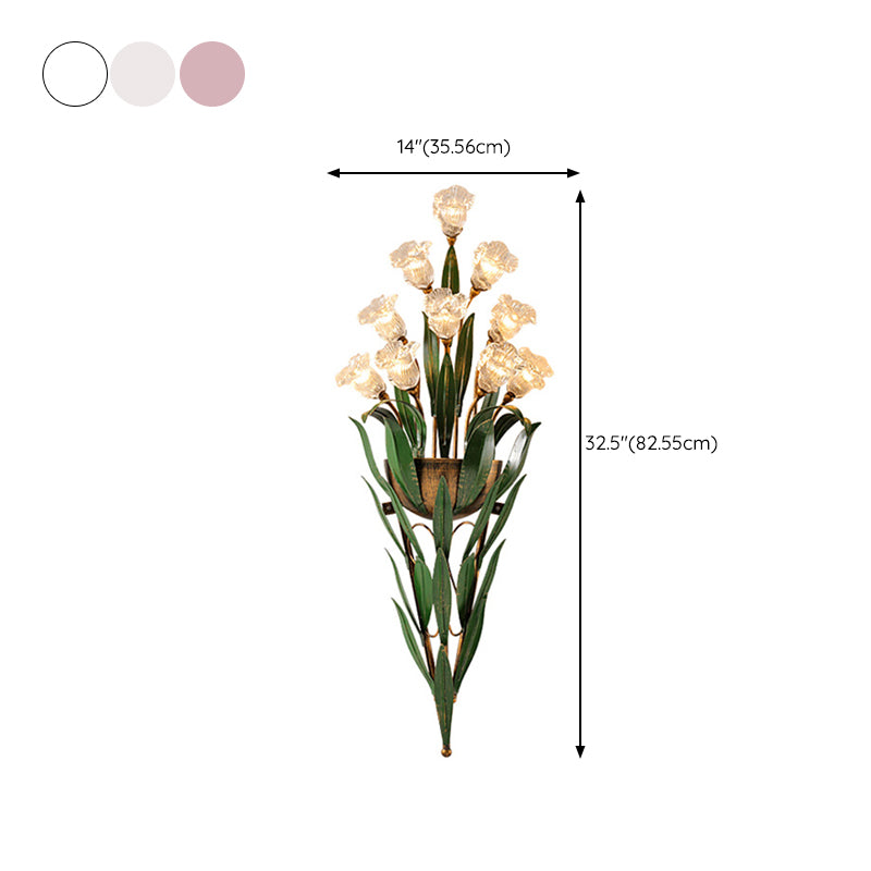 Modern Style Wall Lamp Flower Shape Wall Mount Lamp with Glass Shade for Bedroom