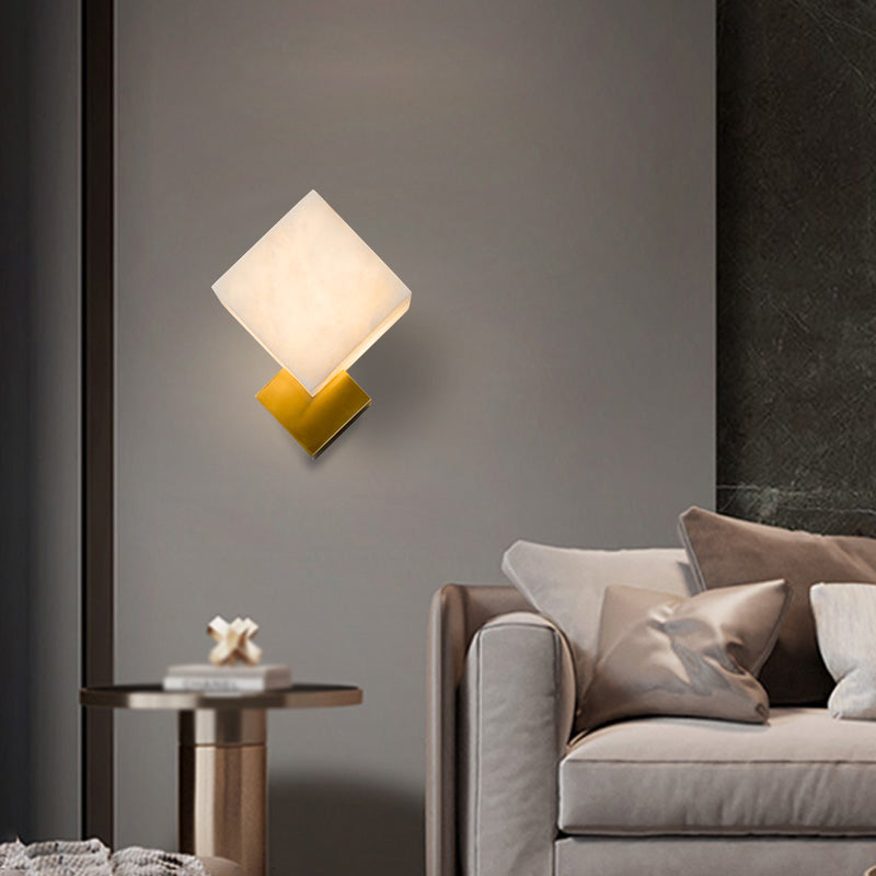 Metal Square Shape Wall Lighting Modern Style 1 Light Wall Light Sconce in Gold