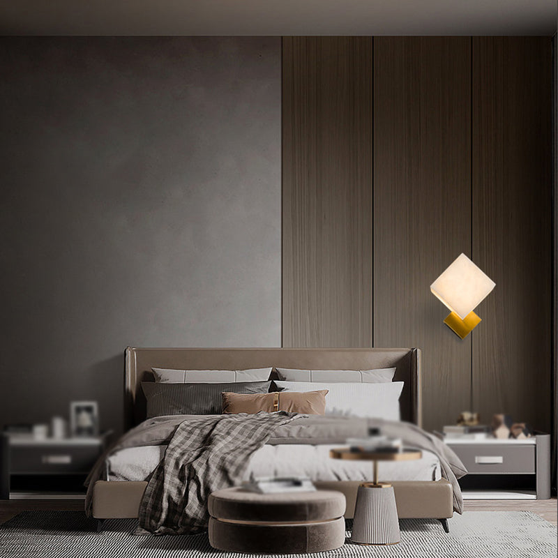 Metal Square Shape Wall Lighting Modern Style 1 Light Wall Light Sconce in Gold