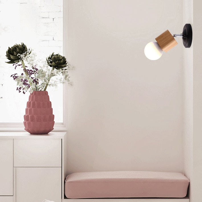 Modern Simple Wall Lamp Wooden Wall Vanity Lights for Powder Room Washroom