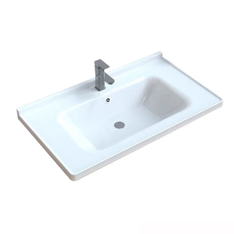 Modern Drop-in Bathroom Sink Porcelain Left Basin Bathroom Sink(Not Included Faucet)