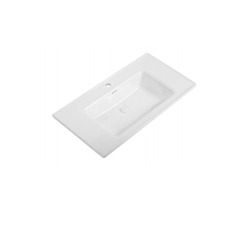 Modern Drop-in Bathroom Sink Porcelain Left Basin Bathroom Sink(Not Included Faucet)