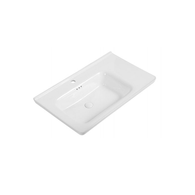 Modern Drop-in Bathroom Sink Porcelain Left Basin Bathroom Sink(Not Included Faucet)