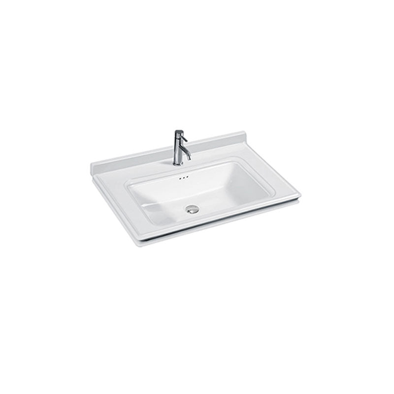 Modern Drop-in Bathroom Sink Porcelain Left Basin Bathroom Sink(Not Included Faucet)