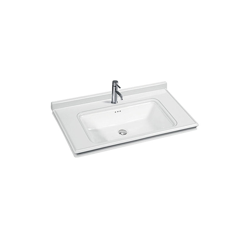 Modern Drop-in Bathroom Sink Porcelain Left Basin Bathroom Sink(Not Included Faucet)