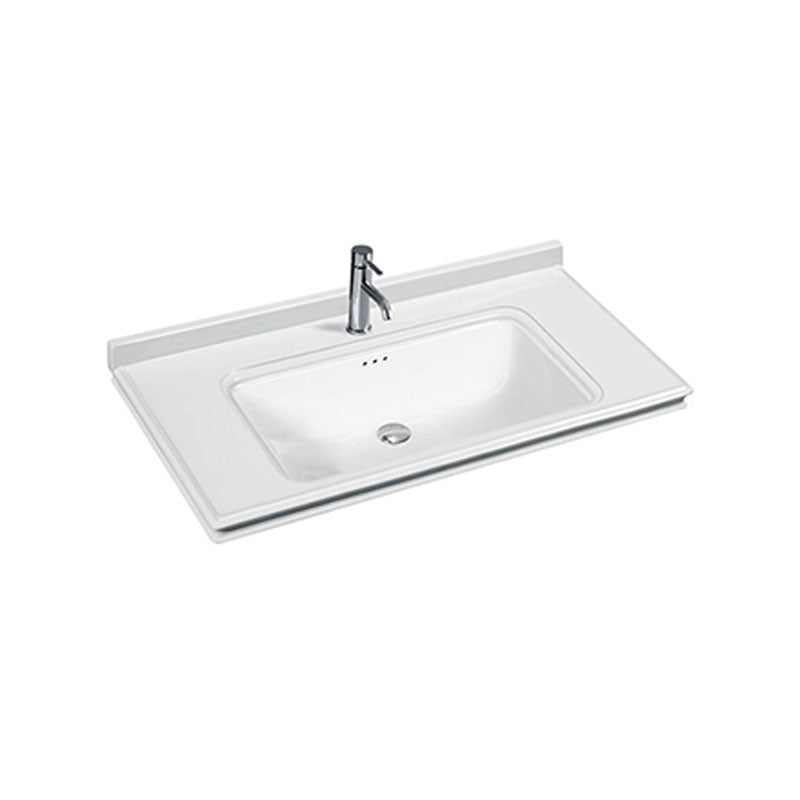 Modern Drop-in Bathroom Sink Porcelain Left Basin Bathroom Sink(Not Included Faucet)