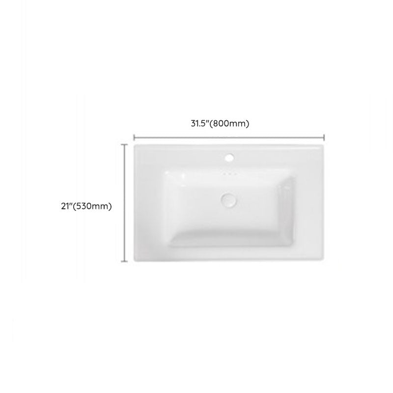 Modern Drop-in Bathroom Sink Porcelain Left Basin Bathroom Sink(Not Included Faucet)
