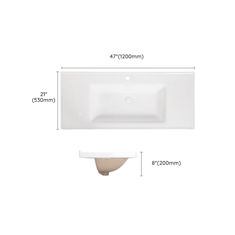 Modern Drop-in Bathroom Sink Porcelain Left Basin Bathroom Sink(Not Included Faucet)