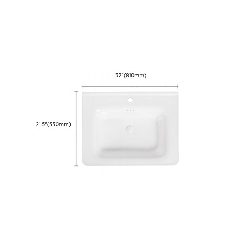 Modern Drop-in Bathroom Sink Porcelain Left Basin Bathroom Sink(Not Included Faucet)
