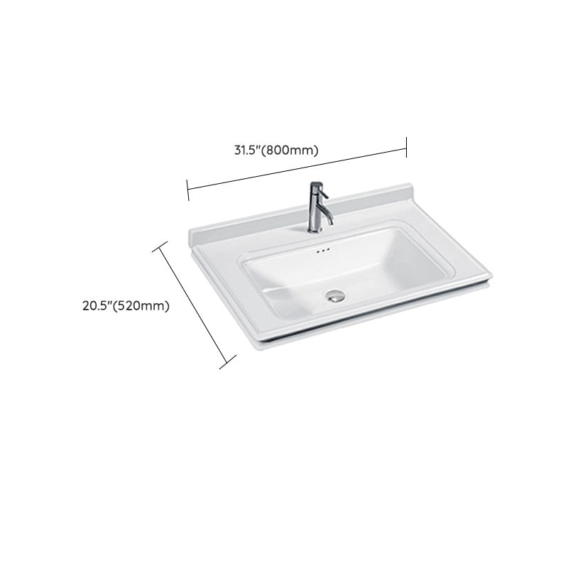 Modern Drop-in Bathroom Sink Porcelain Left Basin Bathroom Sink(Not Included Faucet)