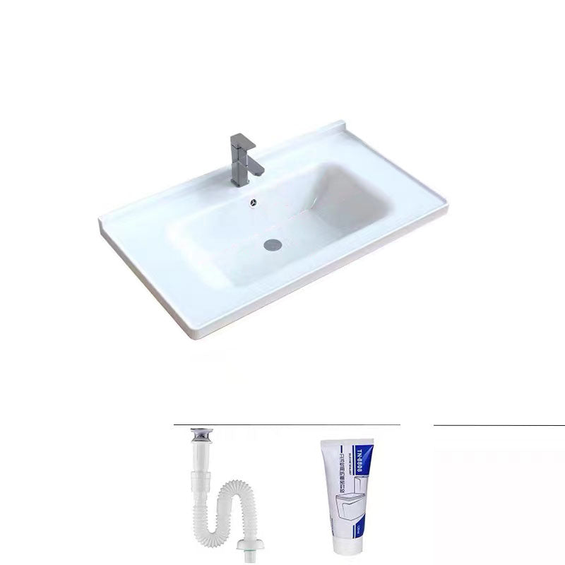 Modern Basin Sink Porcelain with Overflow Drop-in Bathroom Sink(Not Included Faucet)