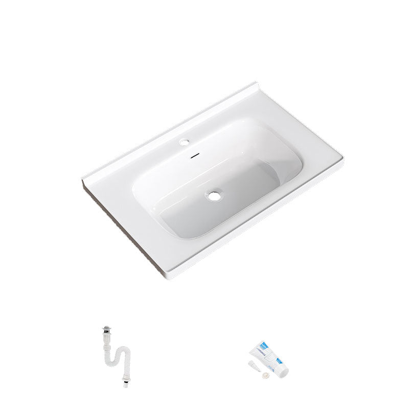 Modern Basin Sink Porcelain with Overflow Drop-in Bathroom Sink(Not Included Faucet)