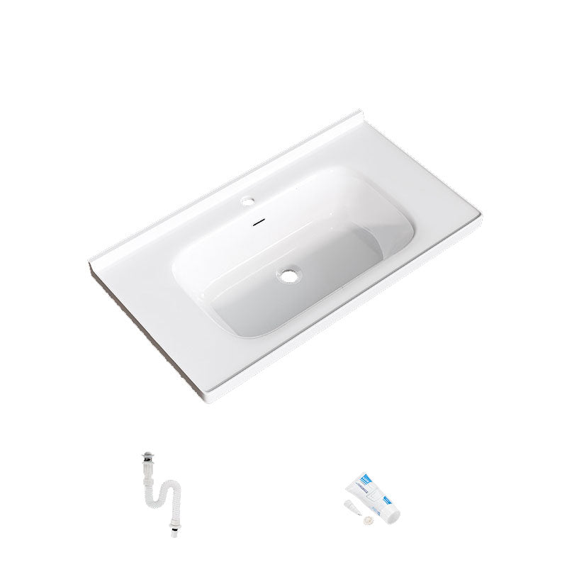 Modern Basin Sink Porcelain with Overflow Drop-in Bathroom Sink(Not Included Faucet)