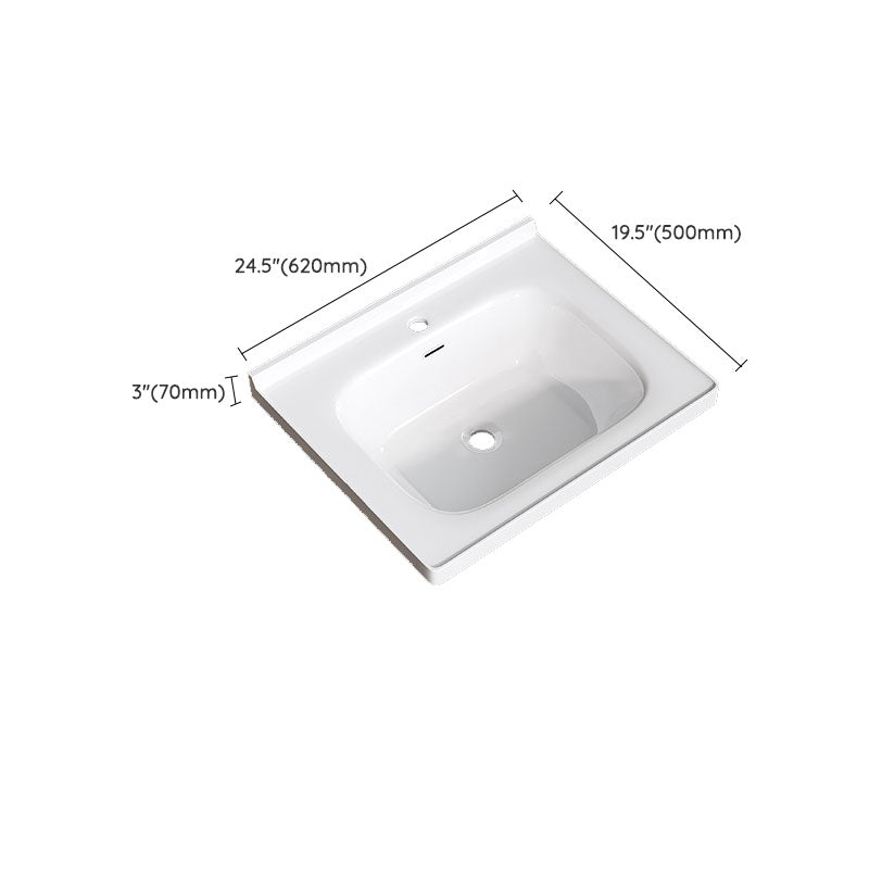 Modern Basin Sink Porcelain with Overflow Drop-in Bathroom Sink(Not Included Faucet)