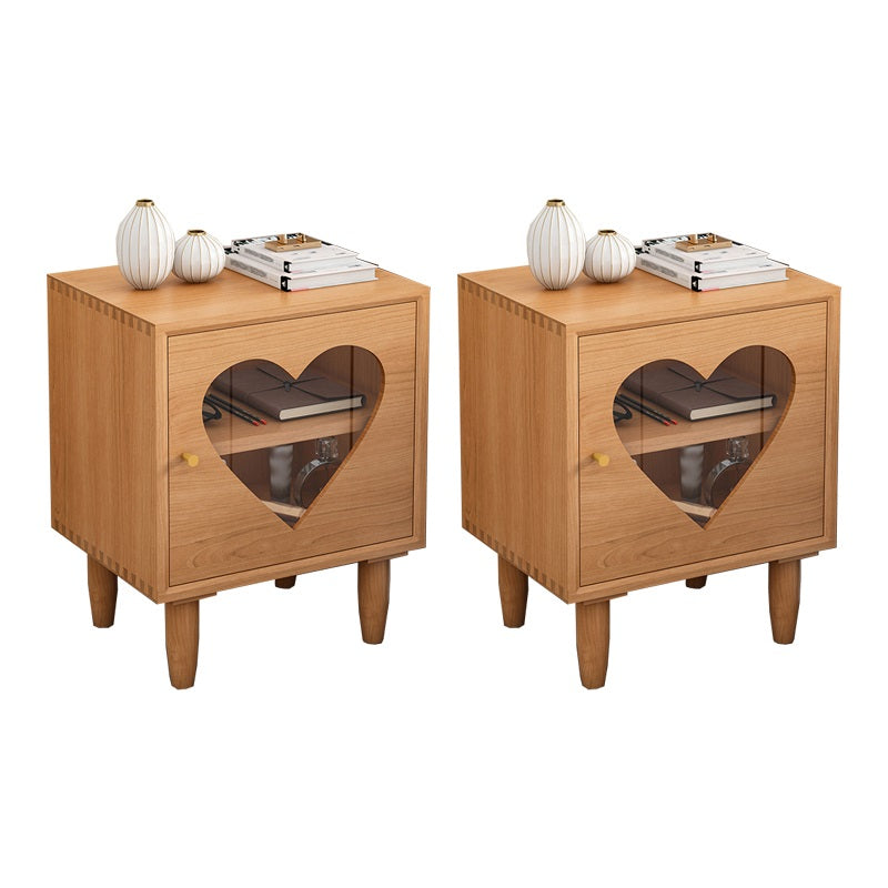Natural Solid Wood Kids Bedside Table 1 Cupboard Nursery Nightstand