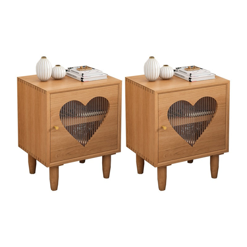 Natural Solid Wood Kids Bedside Table 1 Cupboard Nursery Nightstand