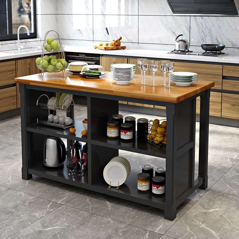 Modern Kitchen Island Table Dining Room Wooden Stationary Prep Table