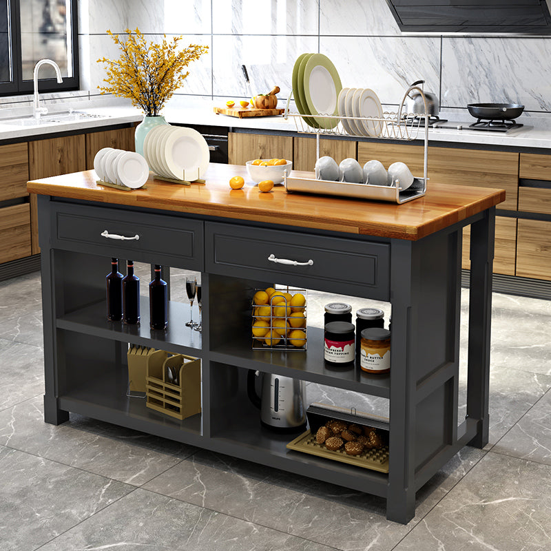 Modern Kitchen Island Table Dining Room Wooden Stationary Prep Table