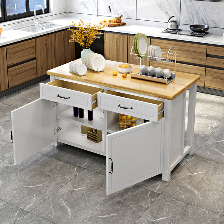 Modern Kitchen Island Table Dining Room Wooden Stationary Prep Table