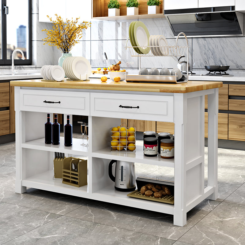 Modern Kitchen Island Table Dining Room Wooden Stationary Prep Table