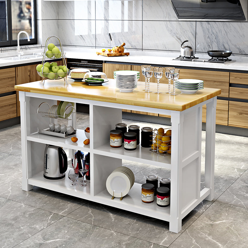 Modern Kitchen Island Table Dining Room Wooden Stationary Prep Table