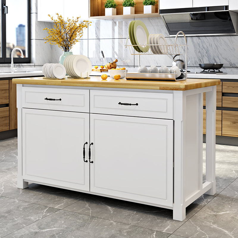Modern Kitchen Island Table Dining Room Wooden Stationary Prep Table