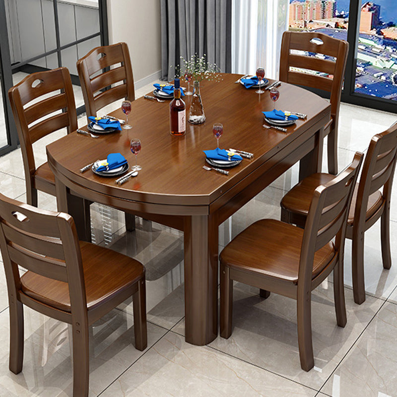 Modern Round Dining Table Solid Wood Drop-Leaf Dining Table for Dining Room
