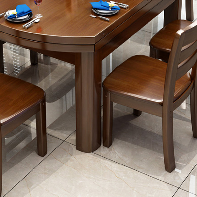 Modern Round Dining Table Solid Wood Drop-Leaf Dining Table for Dining Room