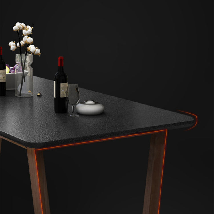 Modern Rectangle Dining Table for Home Black Stone Top Dinette Table