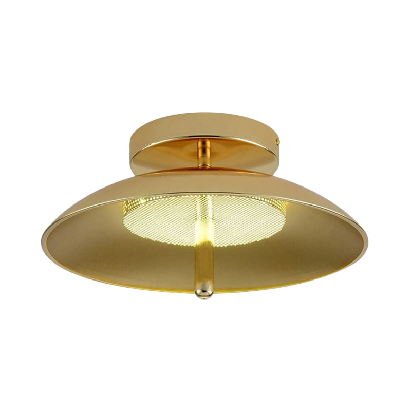 Gold Finish Bowl Flushmount Light Postmodern LED Iron Flush Mount Ceiling Lamp Fixture