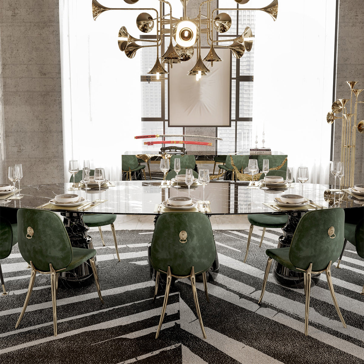 Nordic Style Armless Dining Chairs Glam Side Chairs with Metal Base