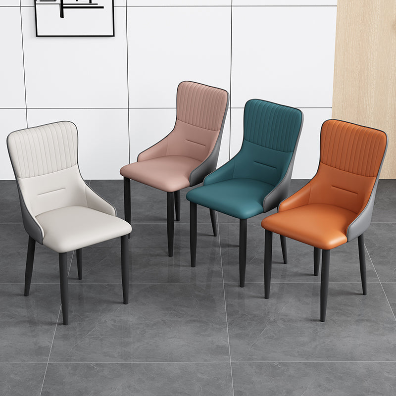 Industrial Style Arm Chair Faux Leather Parsons Chair for Home