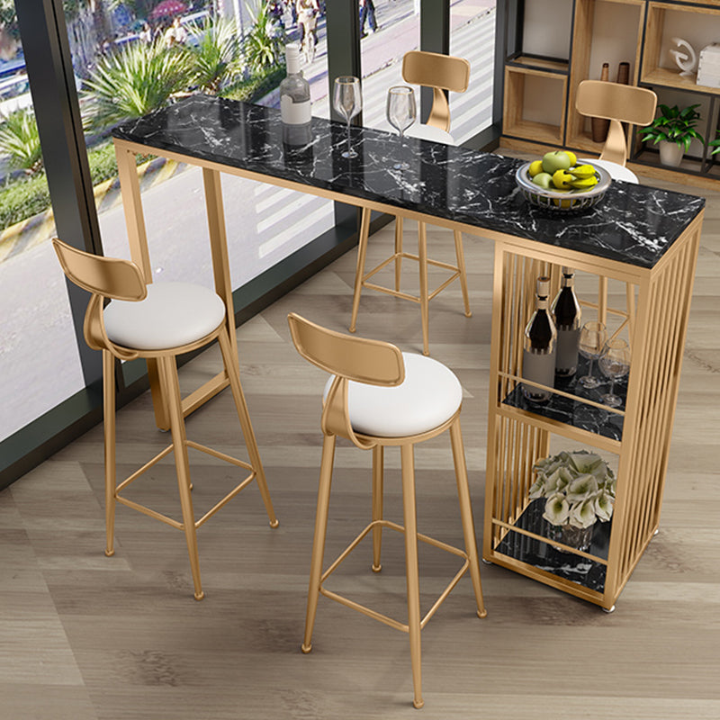 Glam Stone Rectangle Bar Table Storable Table for Living Room