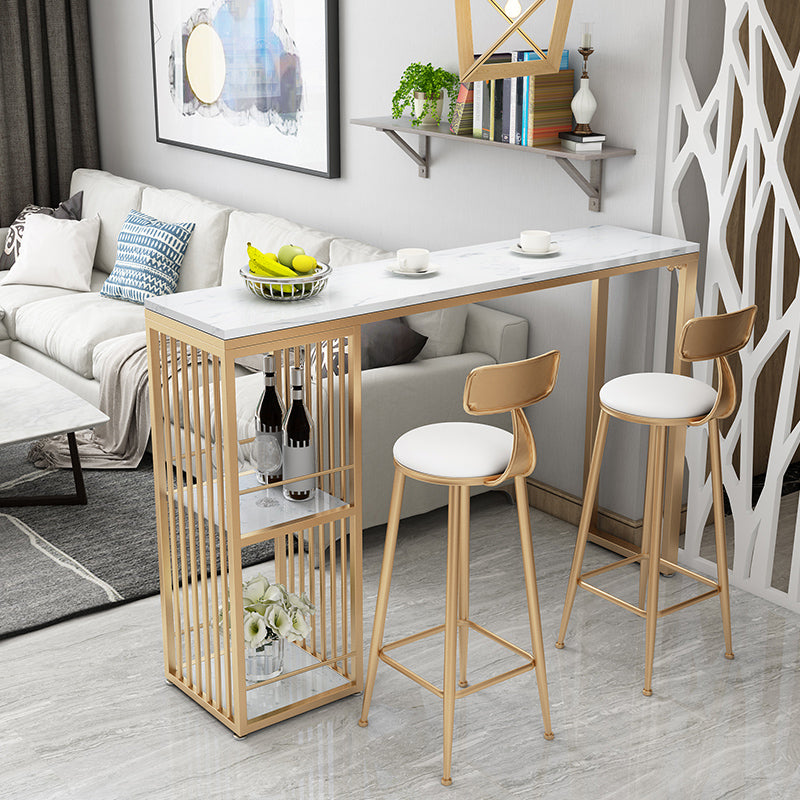 Glam Stone Rectangle Bar Table Storable Table for Living Room