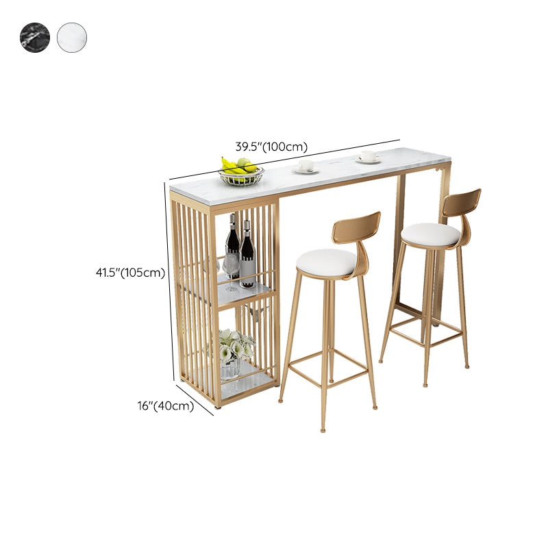 Glam Stone Rectangle Bar Table Storable Table for Living Room